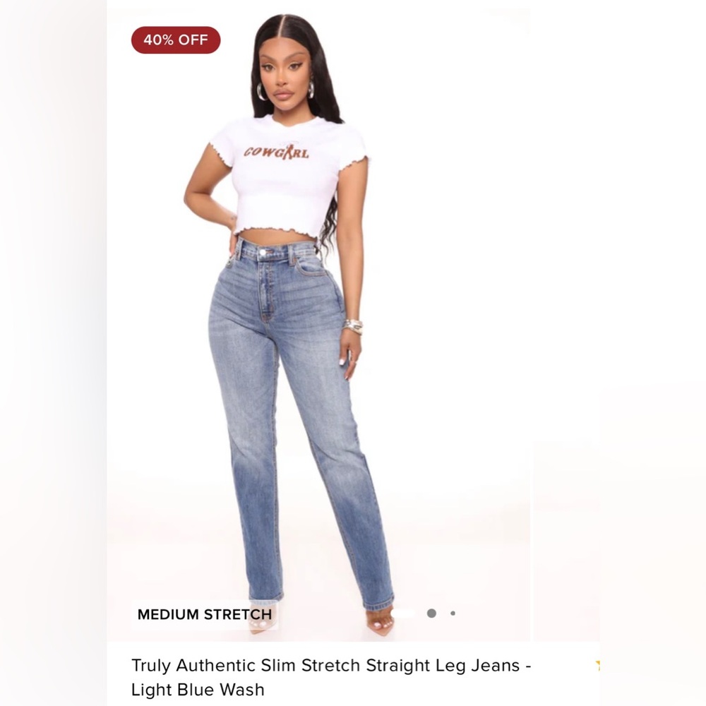 NWT Fashion Nova Truly Authentic Slim Stretch Straight Leg Jeans - light blue
